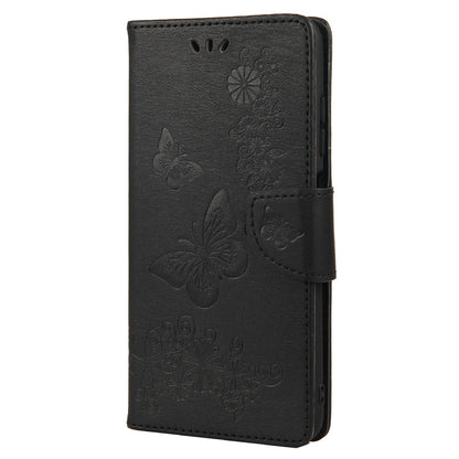 Imprinted Butterflies Flower Leather Wallet Stand Phone Protective Case Shell for Oppo Reno6 5G