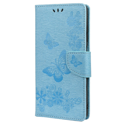 Imprinted Butterflies Flower Leather Wallet Stand Phone Protective Case Shell for Oppo Reno6 5G