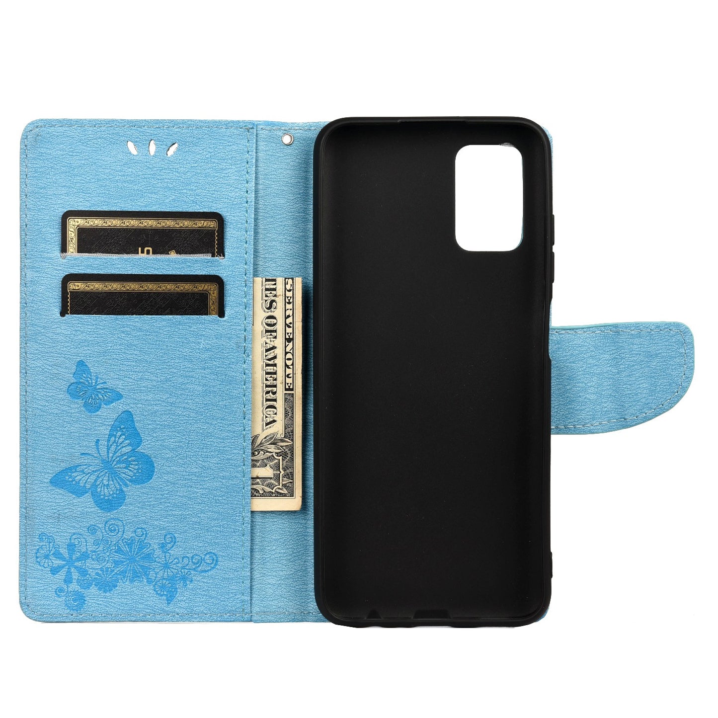 Imprinted Butterflies Flower Leather Wallet Stand Phone Protective Case Shell for Oppo Reno6 5G