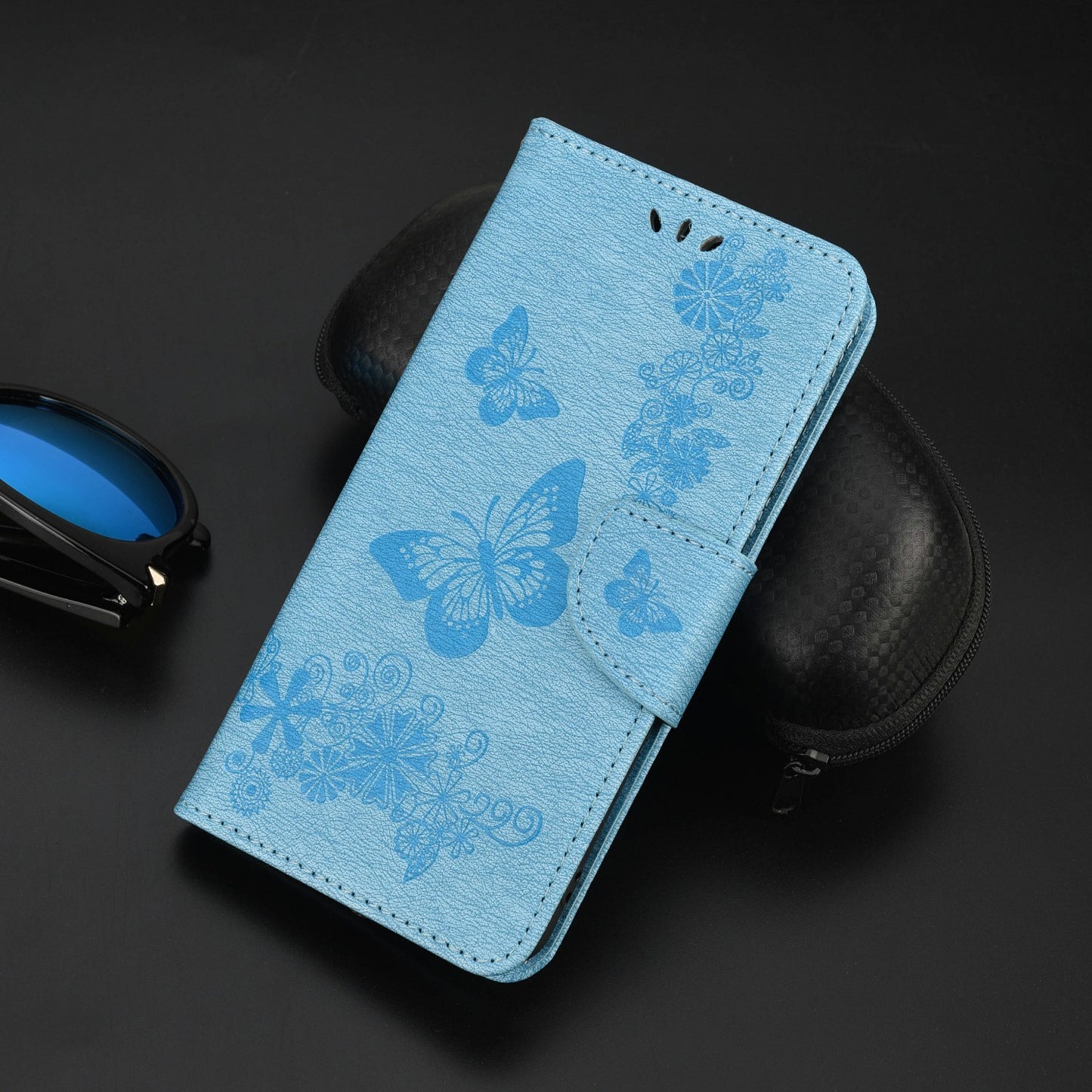 Imprinted Butterflies Flower Leather Wallet Stand Phone Protective Case Shell for Oppo Reno6 5G