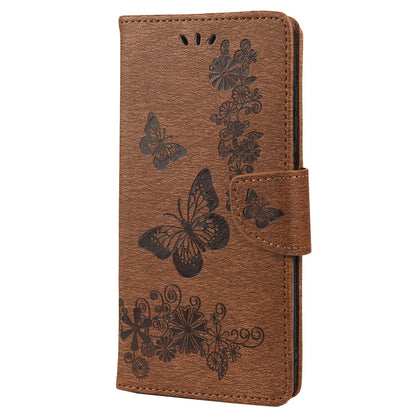 Imprinted Butterflies Flower Leather Wallet Stand Phone Protective Case Shell for Oppo Reno6 5G