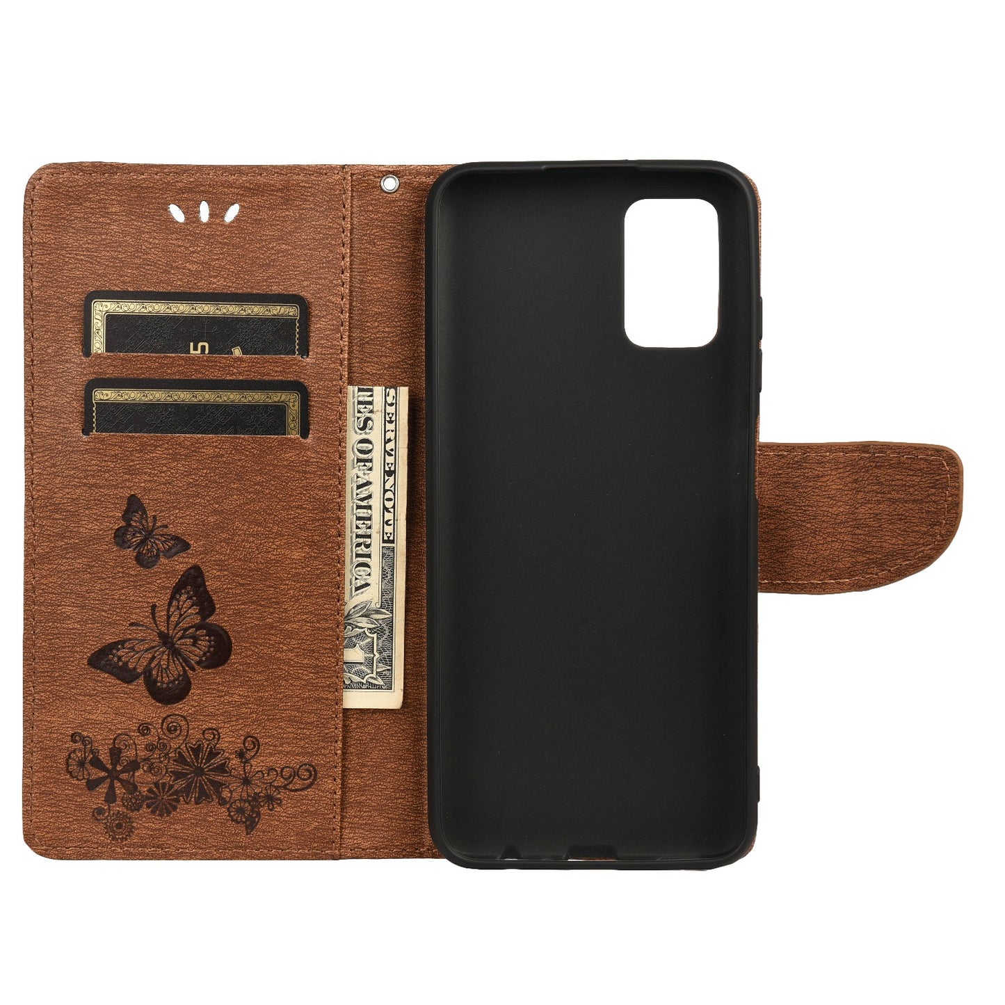 Imprinted Butterflies Flower Leather Wallet Stand Phone Protective Case Shell for Oppo Reno6 5G