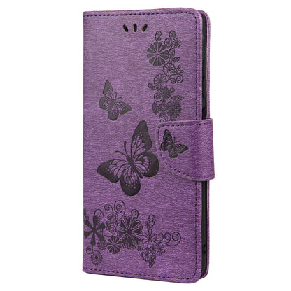 Imprinted Butterflies Flower Leather Wallet Stand Phone Protective Case Shell for Oppo Reno6 5G