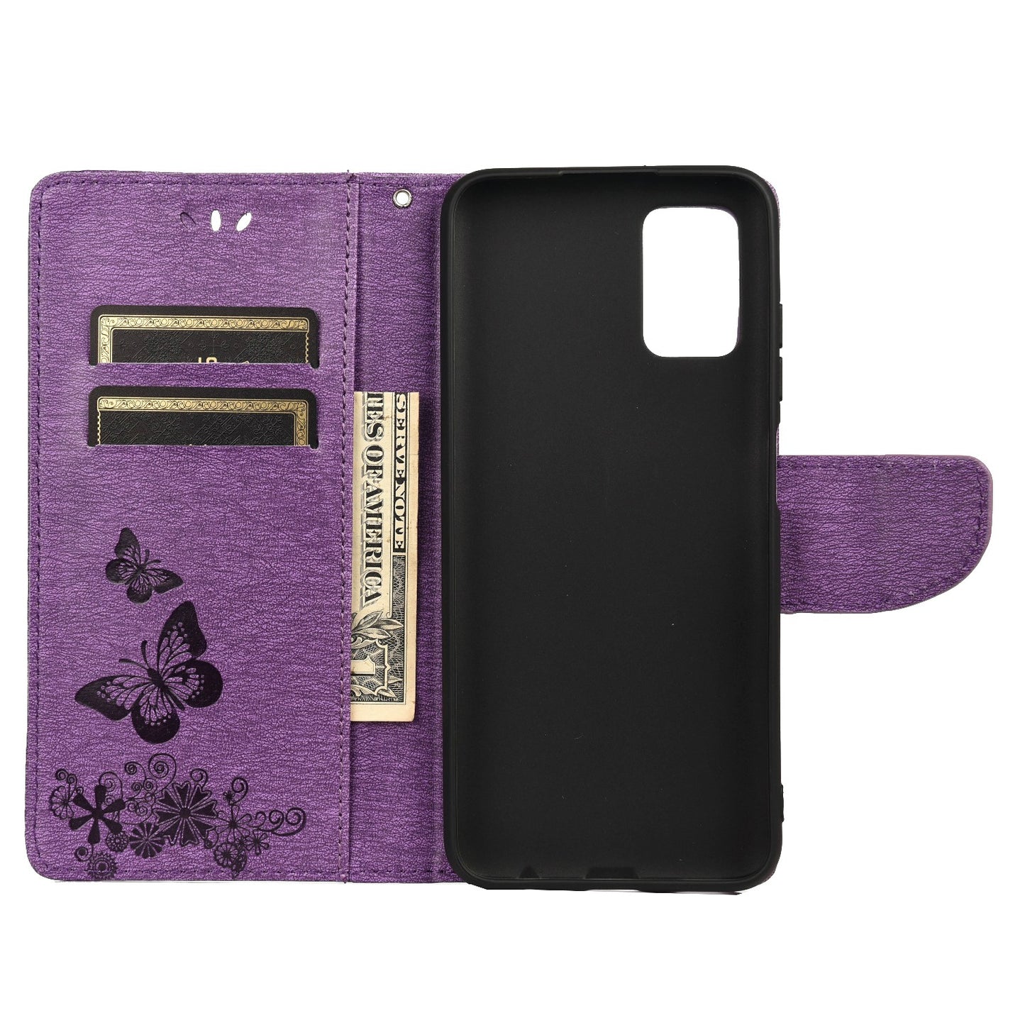 Imprinted Butterflies Flower Leather Wallet Stand Phone Protective Case Shell for Oppo Reno6 5G