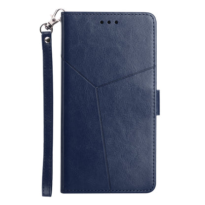 Wallet Stand Leather Case Imprinting Y-shape Line Phone Cover for Oppo A54 4G/A16 4G