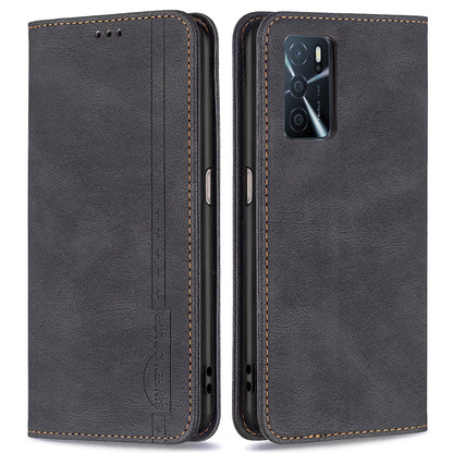 BINFEN COLOR Wallet Phone Case TPU and PU Leather RFID Blocking Tech Anti-swiping Design PU Leather Phone Stand Cover for Oppo A16/A16S/A54S/A55 5G/A53S 5G