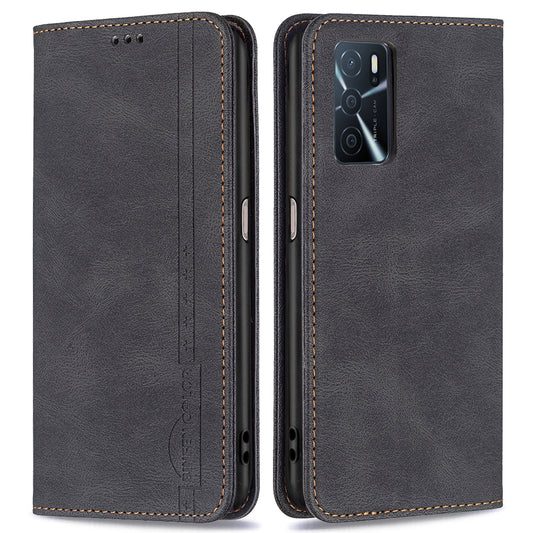 BINFEN COLOR Wallet Phone Case TPU and PU Leather RFID Blocking Tech Anti-swiping Design PU Leather Phone Stand Cover for Oppo A16/A16S/A54S/A55 5G/A53S 5G