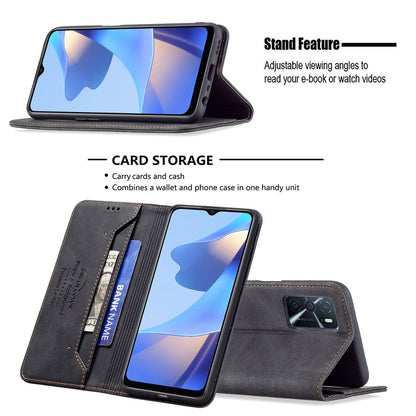 BINFEN COLOR Wallet Phone Case TPU and PU Leather RFID Blocking Tech Anti-swiping Design PU Leather Phone Stand Cover for Oppo A16/A16S/A54S/A55 5G/A53S 5G