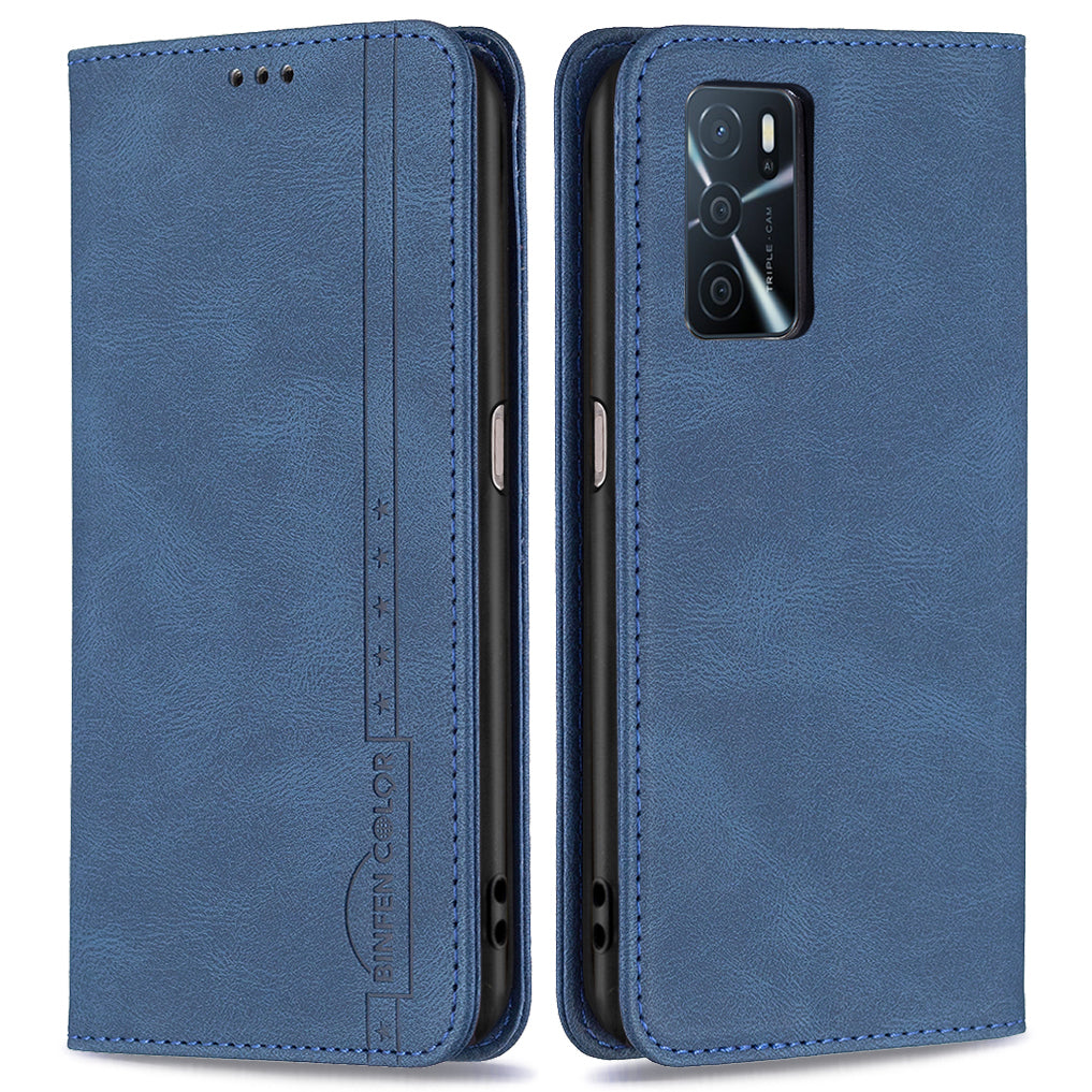 BINFEN COLOR Wallet Phone Case TPU and PU Leather RFID Blocking Tech Anti-swiping Design PU Leather Phone Stand Cover for Oppo A16/A16S/A54S/A55 5G/A53S 5G