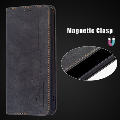 BINFEN COLOR Stylish RFID Blocking Design Anti-drop PU Leather Phone Case Wear-resistant Stand Cover for Oppo A94 5G/F19 Pro+ 5G/Reno5 Z