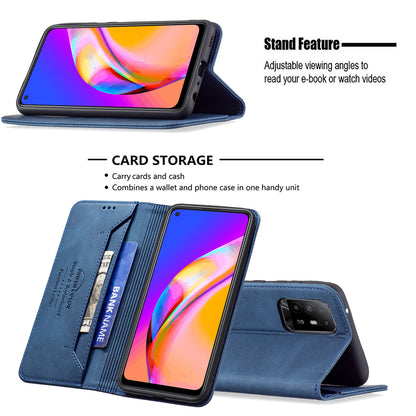 BINFEN COLOR Stylish RFID Blocking Design Anti-drop PU Leather Phone Case Wear-resistant Stand Cover for Oppo A94 5G/F19 Pro+ 5G/Reno5 Z