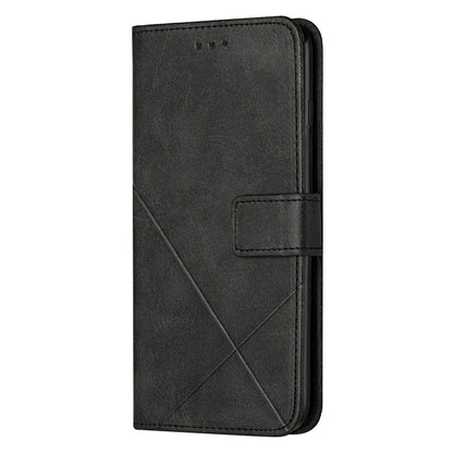 Stripe Design Leather Solid Color Magnetic Clasp Wallet Stand Phone Shell Case for Oppo A16 / A16s / A54s