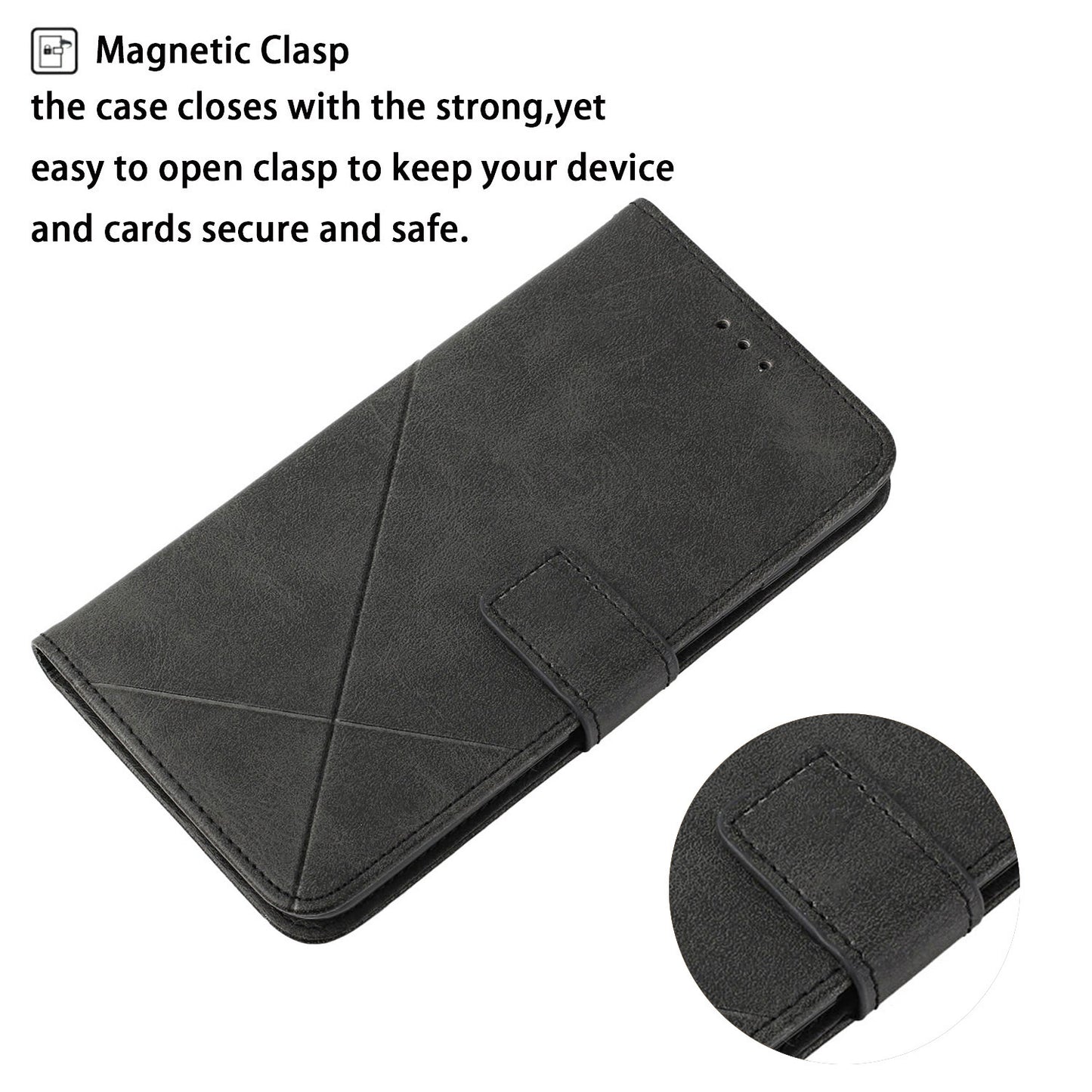 Stripe Design Leather Solid Color Magnetic Clasp Wallet Stand Phone Shell Case for Oppo A16 / A16s / A54s