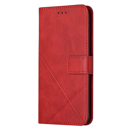 Stripe Design Leather Solid Color Magnetic Clasp Wallet Stand Phone Shell Case for Oppo A16 / A16s / A54s