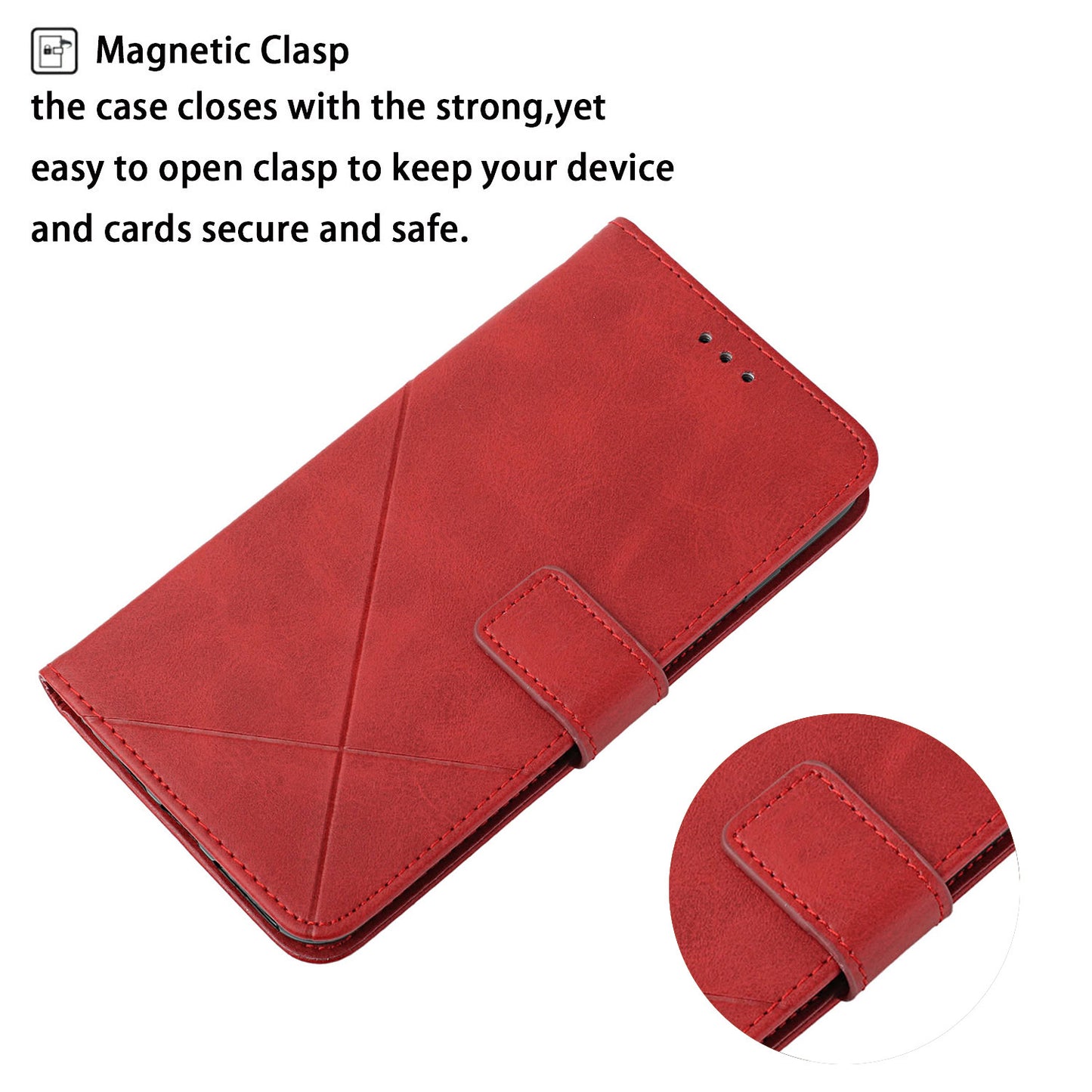 Stripe Design Leather Solid Color Magnetic Clasp Wallet Stand Phone Shell Case for Oppo A16 / A16s / A54s