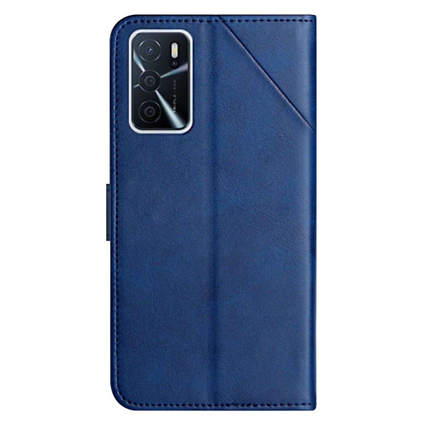 Stripe Design Leather Solid Color Magnetic Clasp Wallet Stand Phone Shell Case for Oppo A16 / A16s / A54s