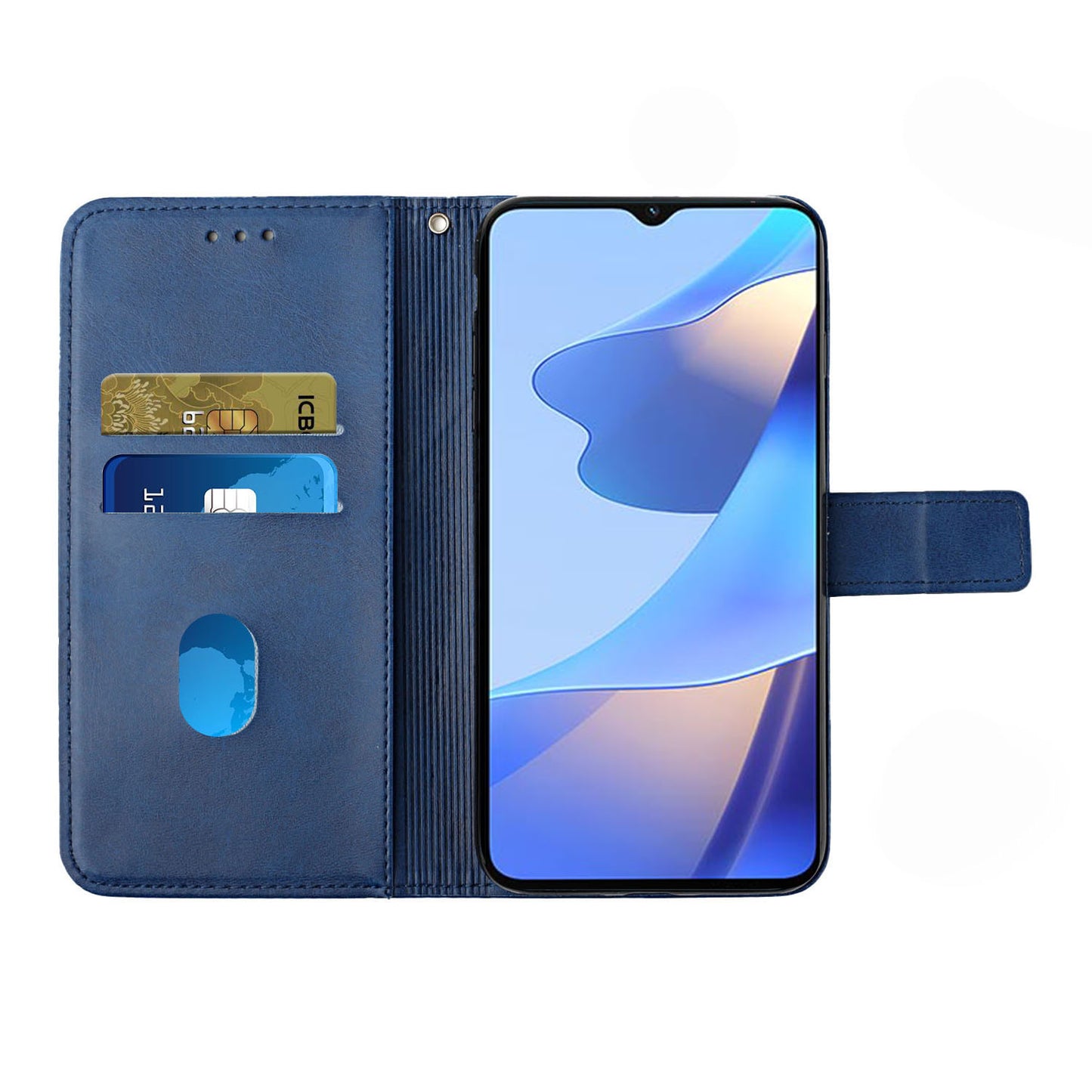 Stripe Design Leather Solid Color Magnetic Clasp Wallet Stand Phone Shell Case for Oppo A16 / A16s / A54s