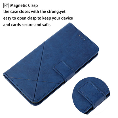 Stripe Design Leather Solid Color Magnetic Clasp Wallet Stand Phone Shell Case for Oppo A16 / A16s / A54s