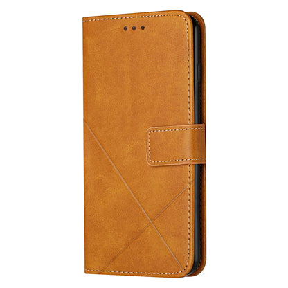 Stripe Design Leather Solid Color Magnetic Clasp Wallet Stand Phone Shell Case for Oppo A16 / A16s / A54s