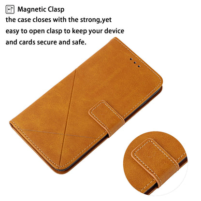 Stripe Design Leather Solid Color Magnetic Clasp Wallet Stand Phone Shell Case for Oppo A16 / A16s / A54s