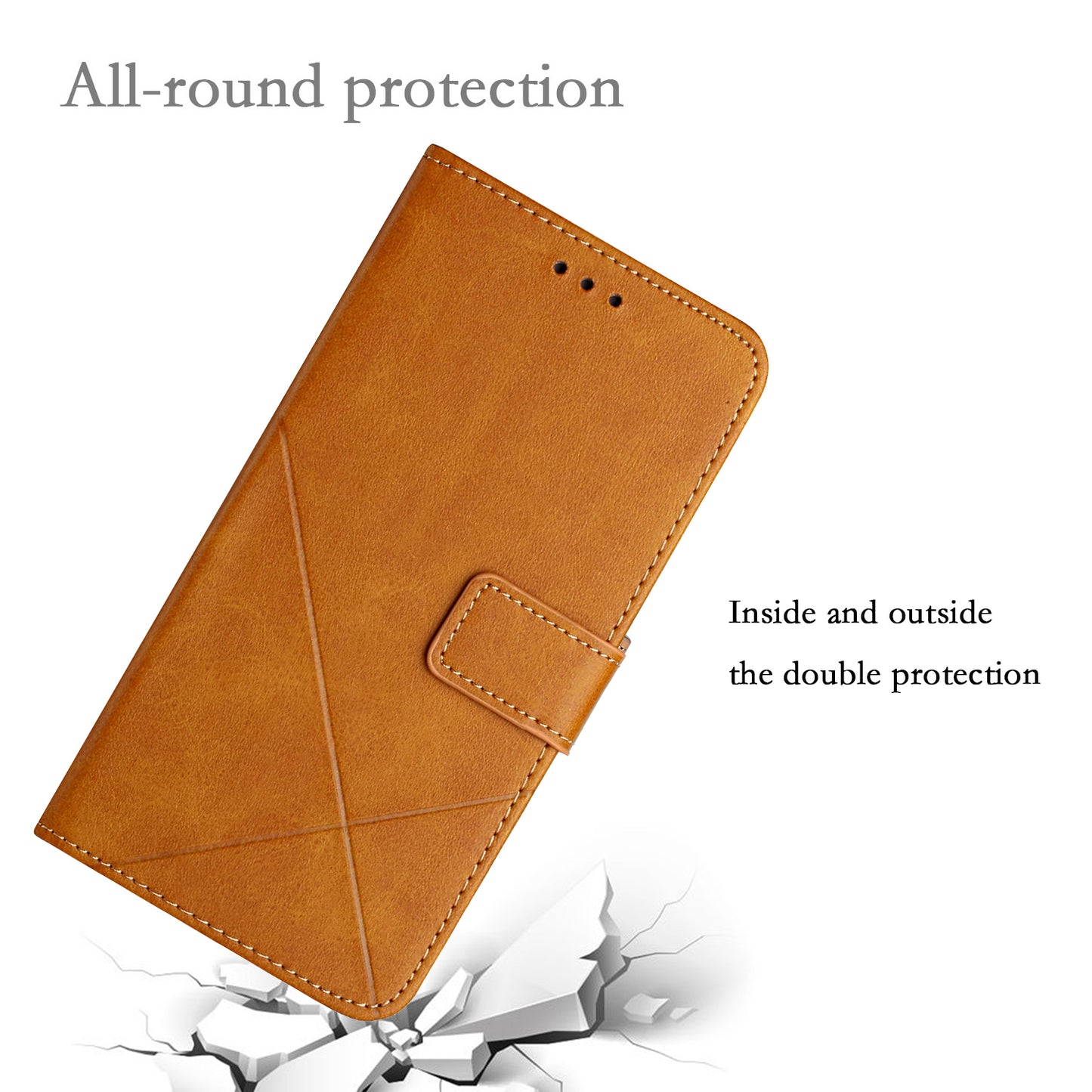 Stripe Design Leather Solid Color Magnetic Clasp Wallet Stand Phone Shell Case for Oppo A16 / A16s / A54s