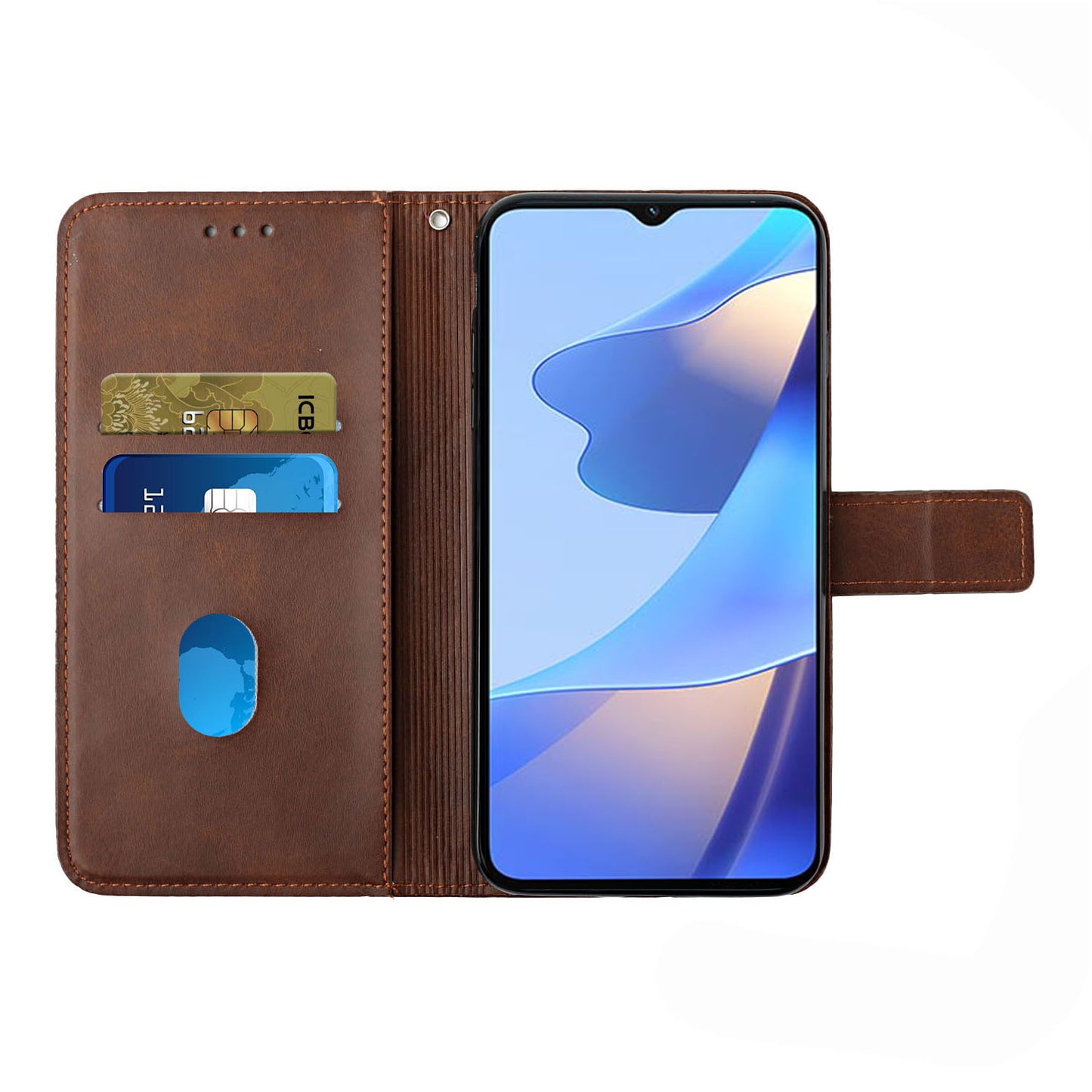 Stripe Design Leather Solid Color Magnetic Clasp Wallet Stand Phone Shell Case for Oppo A16 / A16s / A54s