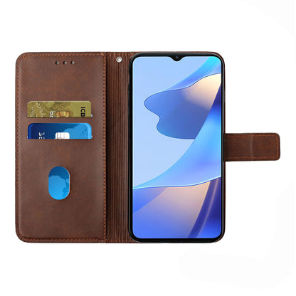 Stripe Design Leather Solid Color Magnetic Clasp Wallet Stand Phone Shell Case for Oppo A16 / A16s / A54s