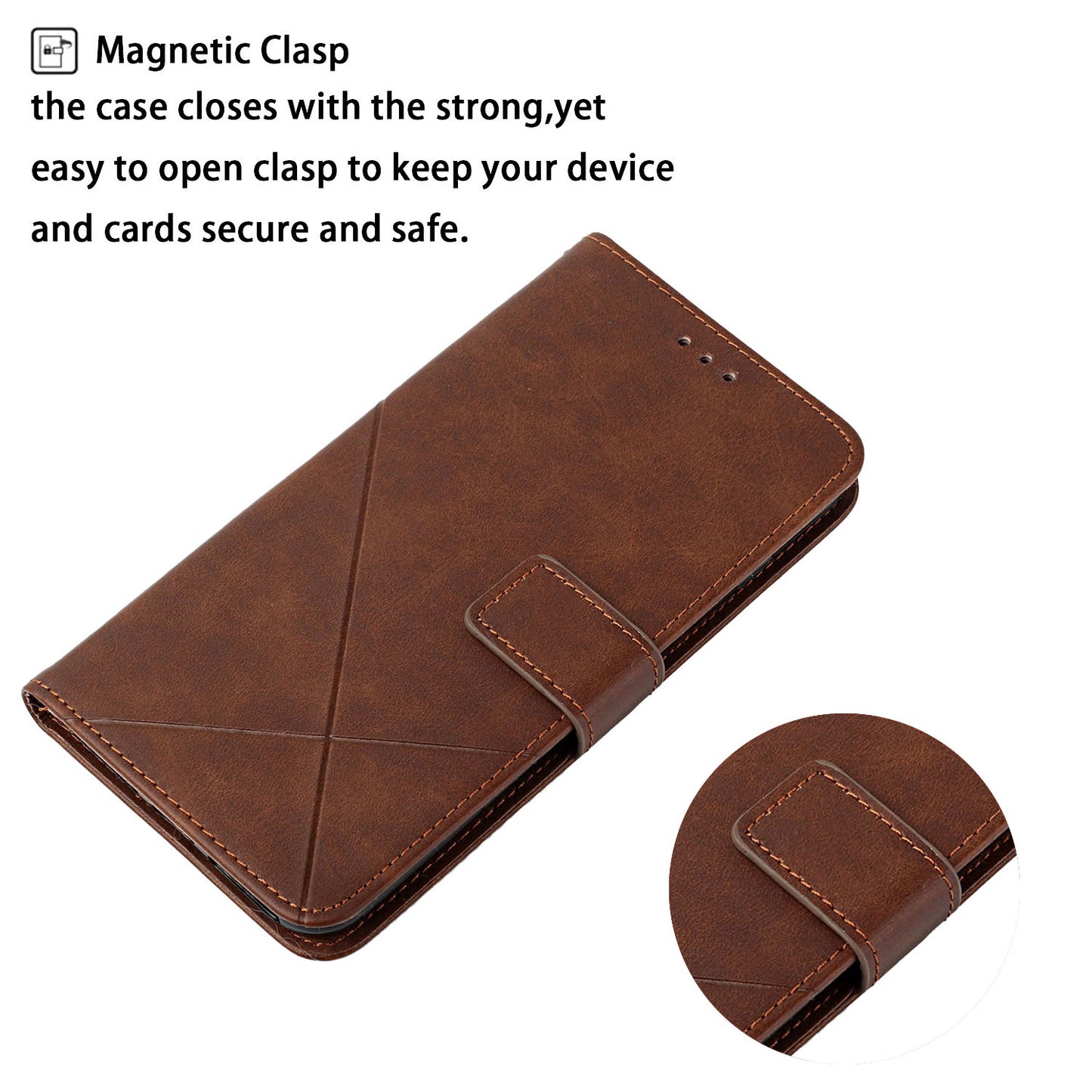 Stripe Design Leather Solid Color Magnetic Clasp Wallet Stand Phone Shell Case for Oppo A16 / A16s / A54s