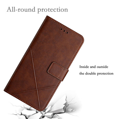 Stripe Design Leather Solid Color Magnetic Clasp Wallet Stand Phone Shell Case for Oppo A16 / A16s / A54s