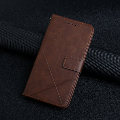 Stripe Design Leather Solid Color Magnetic Clasp Wallet Stand Phone Shell Case for Oppo A16 / A16s / A54s