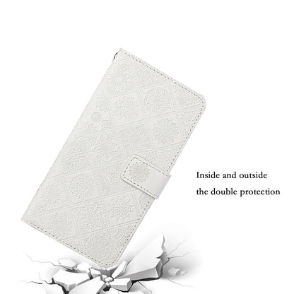 Stand Feature Ethnic Style Imprinted Flower PU Leather Magnetic Flip Shockproof Protective Case with Strap for Oppo A16