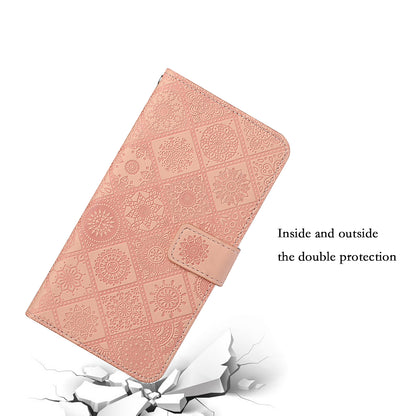 Stand Feature Ethnic Style Imprinted Flower PU Leather Magnetic Flip Shockproof Protective Case with Strap for Oppo A16