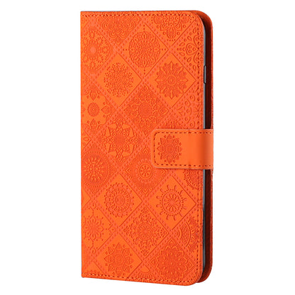 Stand Feature Ethnic Style Imprinted Flower PU Leather Magnetic Flip Shockproof Protective Case with Strap for Oppo A16