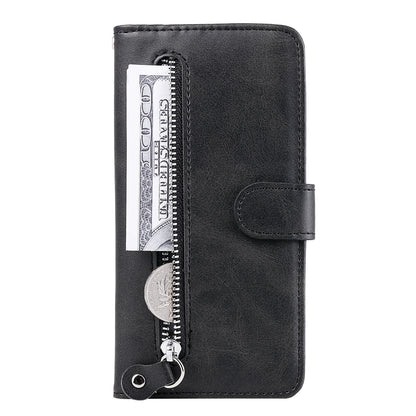 PU Leather Phone Case Zipper Pocket Design Wallet Stand Anti-Collision Phone Case for Oppo Reno6 4G