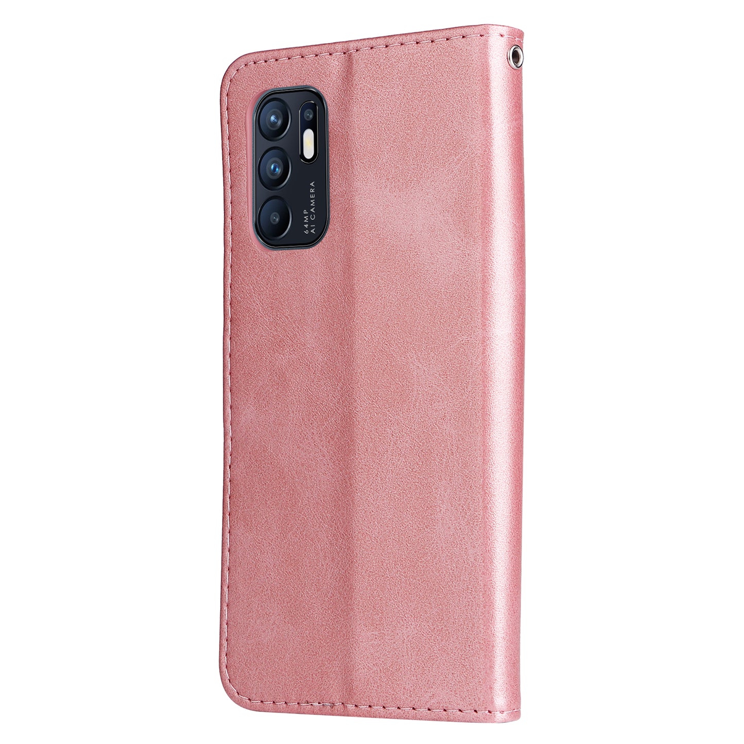 PU Leather Phone Case Zipper Pocket Design Wallet Stand Anti-Collision Phone Case for Oppo Reno6 4G