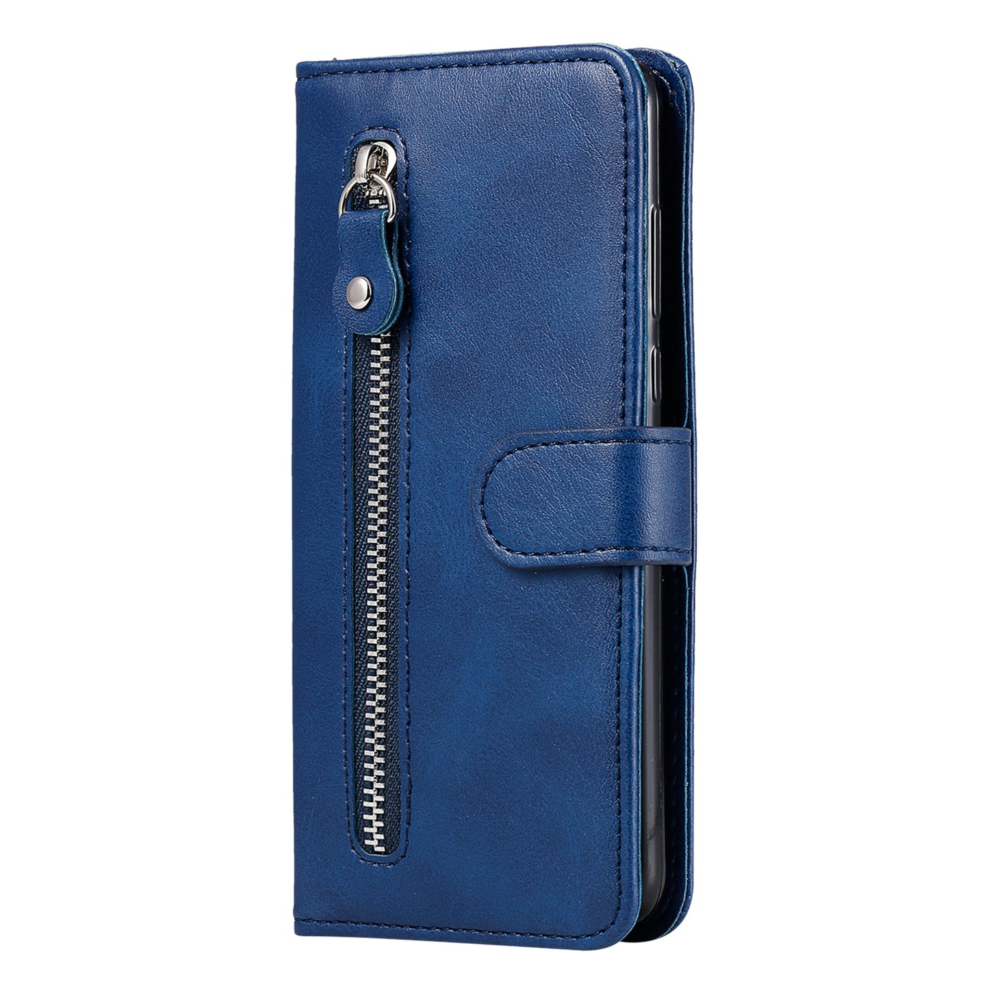 PU Leather Phone Case Zipper Pocket Design Wallet Stand Anti-Collision Phone Case for Oppo Reno6 4G