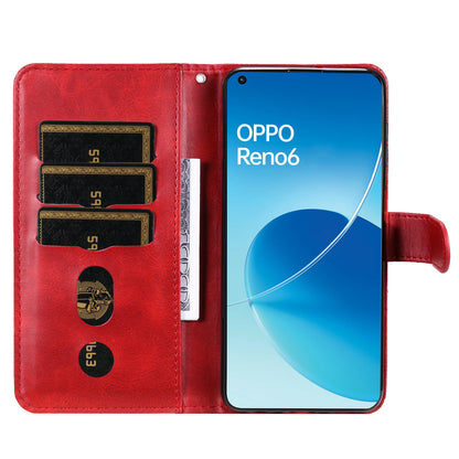 PU Leather Phone Case Zipper Pocket Design Wallet Stand Anti-Collision Phone Case for Oppo Reno6 4G