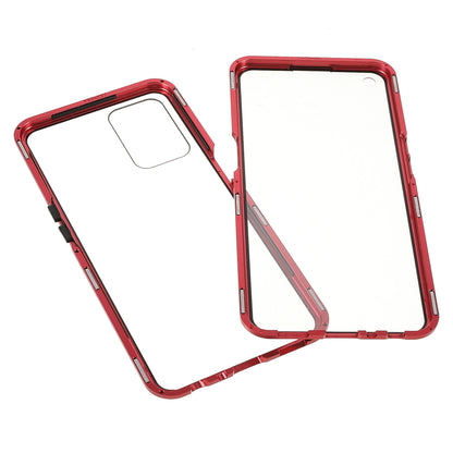 Full Coverage Metal Frame + Double-sided Ultra Clear Tempered Glass Magnetic Closure Hybrid Cover Phone Case for Oppo A54 4G