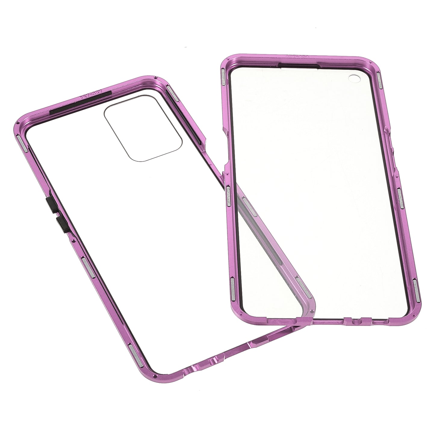 Full Coverage Metal Frame + Double-sided Ultra Clear Tempered Glass Magnetic Closure Hybrid Cover Phone Case for Oppo A54 4G