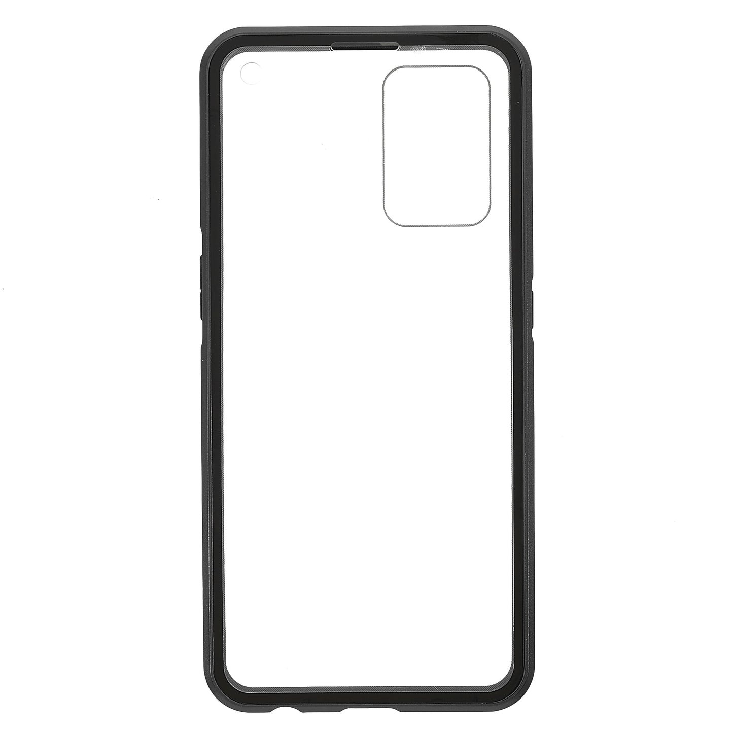 Full Coverage Magnetic Absorption Phone Cover Metal Frame + Double-sided Tempered Glass Hybrid Case for Oppo Reno6 Z