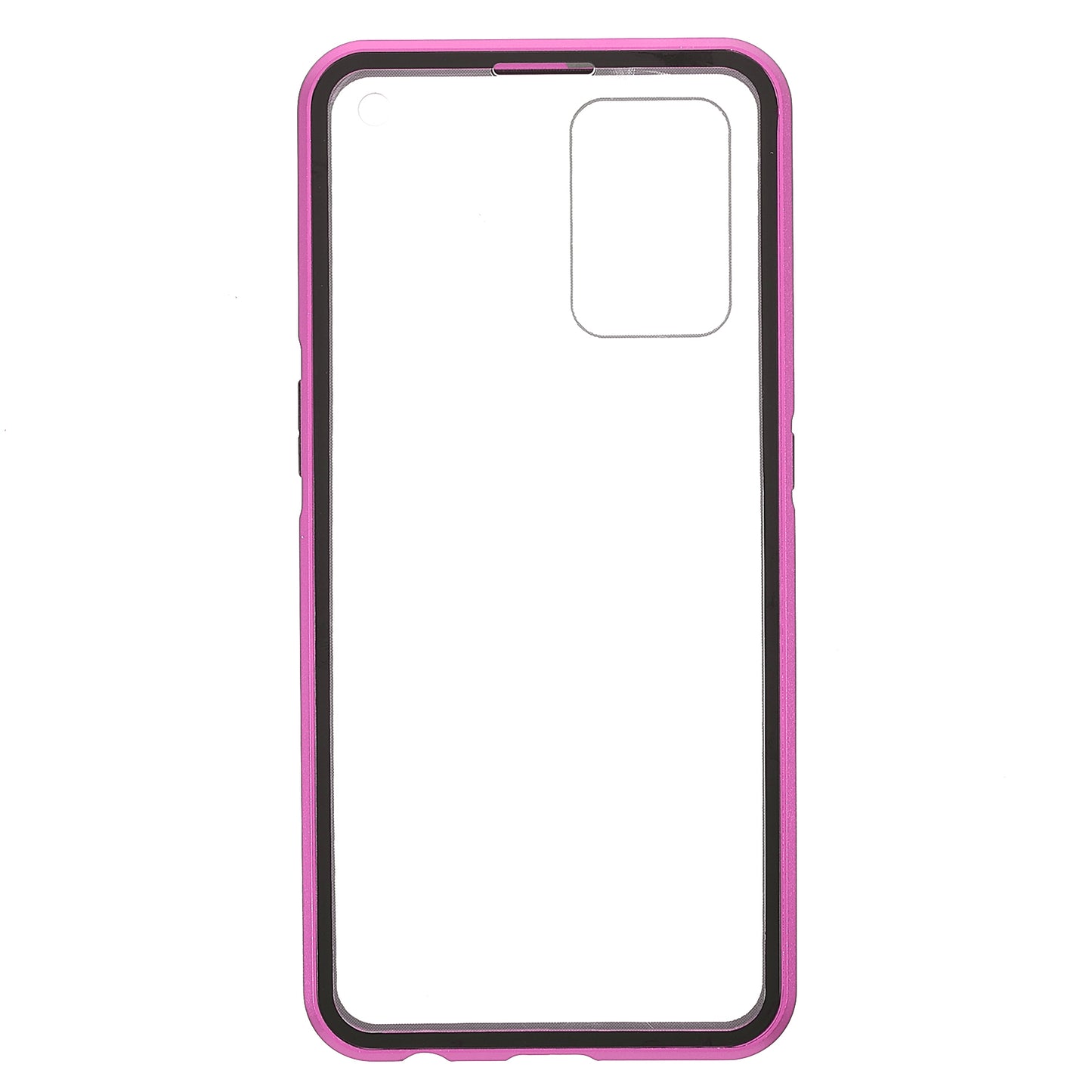 Full Coverage Magnetic Absorption Phone Cover Metal Frame + Double-sided Tempered Glass Hybrid Case for Oppo Reno6 Z