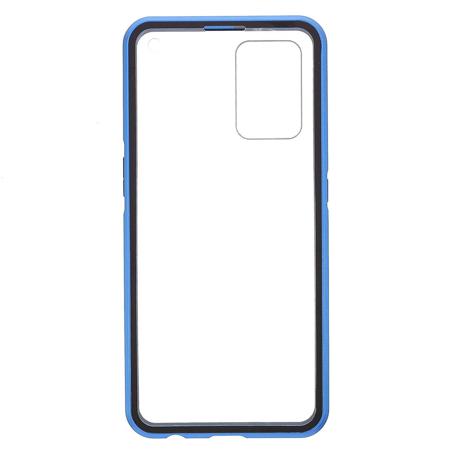 Full Coverage Magnetic Absorption Phone Cover Metal Frame + Double-sided Tempered Glass Hybrid Case for Oppo Reno6 Z