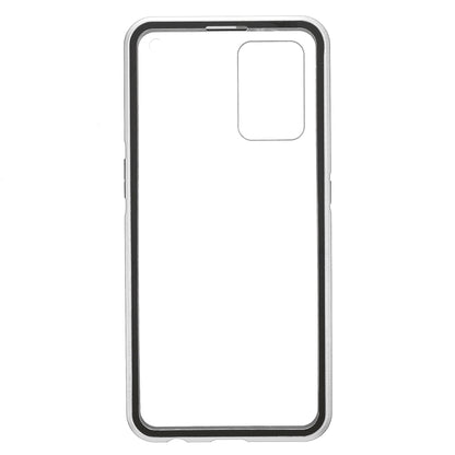 Full Coverage Magnetic Absorption Phone Cover Metal Frame + Double-sided Tempered Glass Hybrid Case for Oppo Reno6 Z