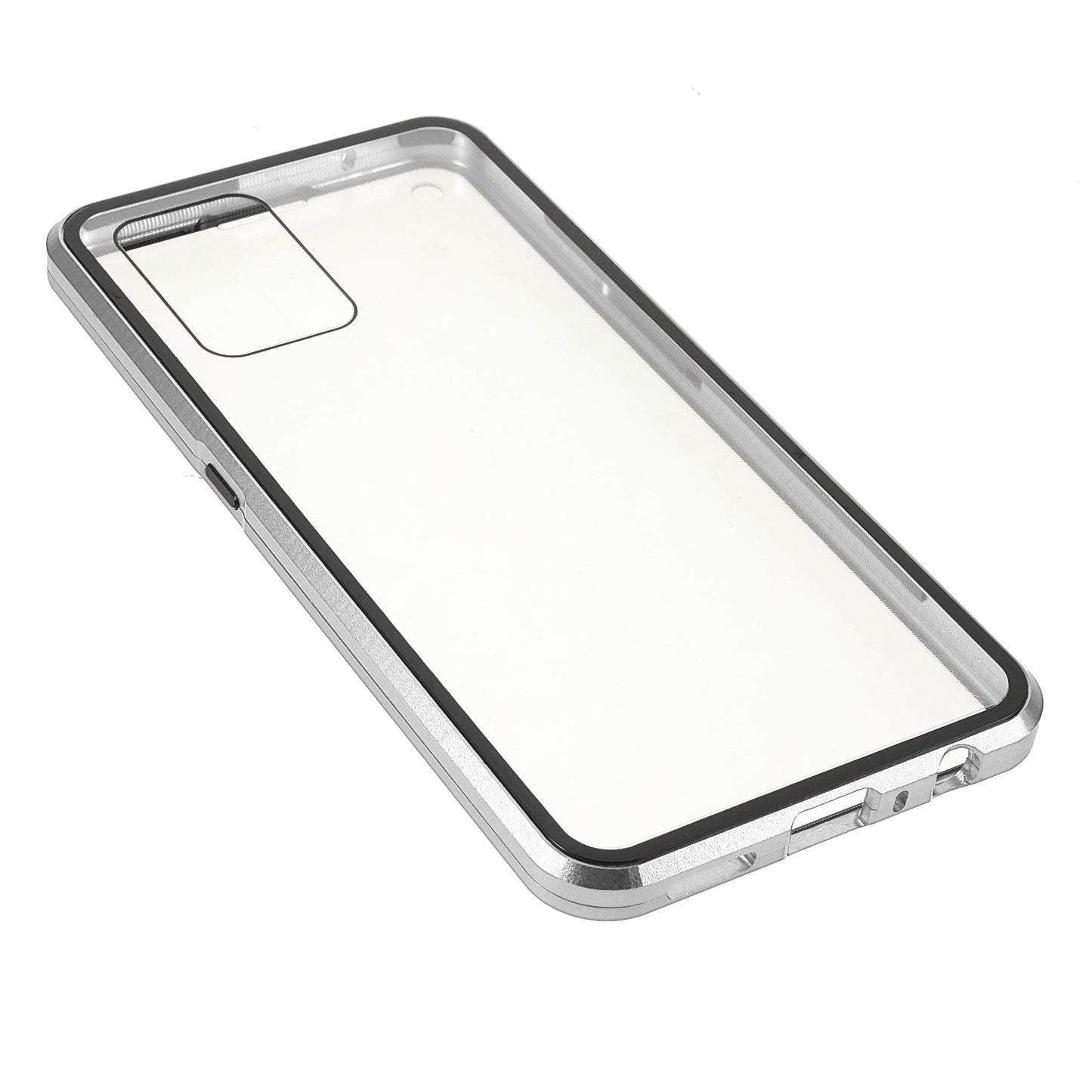 Full Coverage Magnetic Absorption Phone Cover Metal Frame + Double-sided Tempered Glass Hybrid Case for Oppo Reno6 Z