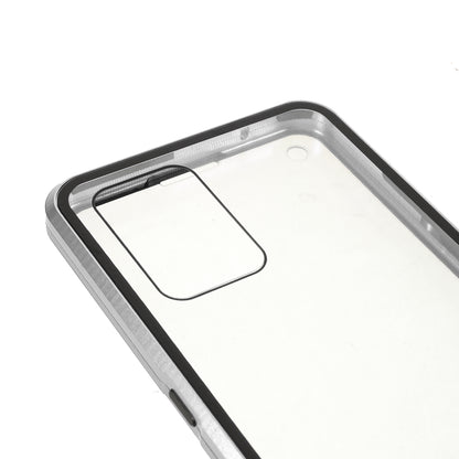 Full Coverage Magnetic Absorption Phone Cover Metal Frame + Double-sided Tempered Glass Hybrid Case for Oppo Reno6 Z