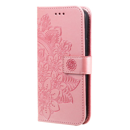 Imprinting Flower Pattern Phone Cover PU Leather + TPU Wallet Stand Protective Case with Hand Strap for Oppo Reno6 4G