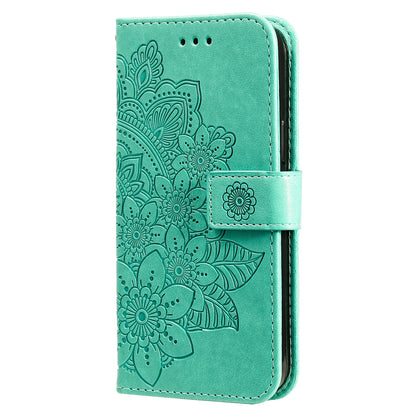 Imprinting Flower Pattern Phone Cover PU Leather + TPU Wallet Stand Protective Case with Hand Strap for Oppo Reno6 4G