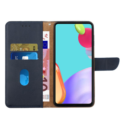 Wallet Phone Flip Shell For Oppo A74 4G/Oppo F19 Shockproof Nappa Texture Solid Color Stand Genuine Leather Mobile Phone Cover