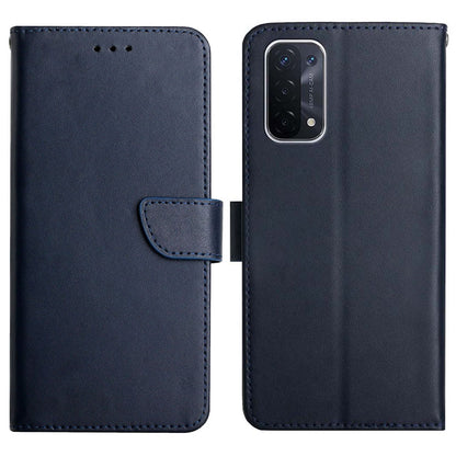 Scratch-resistant Nappa Texture Solid Color Horizontal Stand Wallet Case Genuine Leather + Soft TPU Inner Shell for Oppo A54 5G/A74 5G/A93 5G