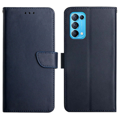 For Oppo Find X3 Lite/Reno5 K/Reno5 4G/5G Nappa Texture Solid Color Horizontal Stand Wallet Case Genuine Leather Outer Cover + Soft TPU Inner Shell